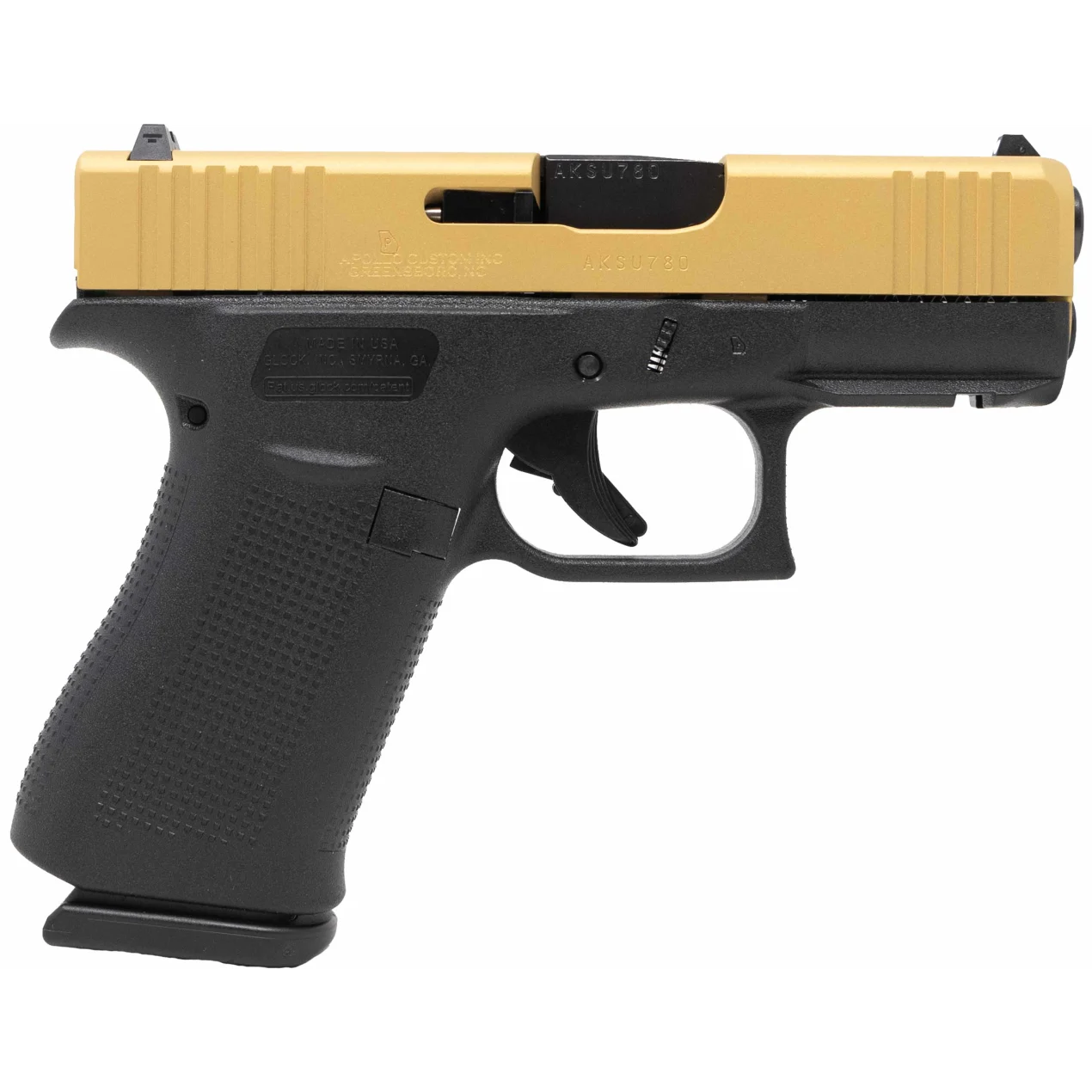 Handguns Apollo Custom|Glock 43X 9MMLUGER GLK 43X 9MM 10RD GLD SLDE RAIL